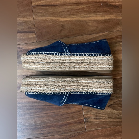 AUTHENTIC- Prada Blue Suede Peep Toe Platform Espadrille - Picture 1 of 10